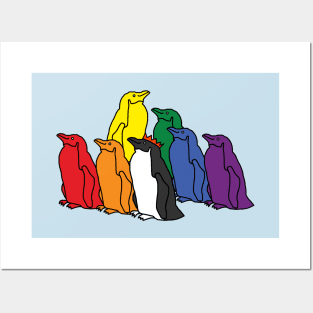 Pride Rainbow Penguin Party Posters and Art